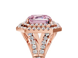 Rose gold Double Halo Fancy Pink Asscher -Shaped Split Shank Diamond Ring with Prong Setting_20