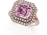 Rose gold Double Halo Fancy Pink Asscher Cut Diamond Split Shank Engagement Ring with Four-Prong Setting_4