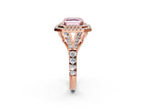 Rose gold Double Halo Fancy Pink Asscher Cut Diamond Split Shank Engagement Ring with Four-Prong Setting_5