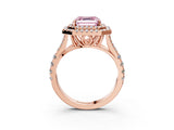 Rose gold Double Halo Fancy Pink Asscher Cut Diamond Split Shank Engagement Ring with Four-Prong Setting_6