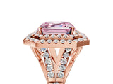 Rose gold Double Halo Fancy Pink Asscher Cut Diamond Split Shank Engagement Ring with Four-Prong Setting_8