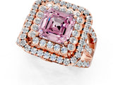 Rose gold Double Halo Fancy Pink Asscher Cut Diamond Split Shank Pave Set Ring_4