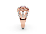 Rose gold Double Halo Fancy Pink Asscher Cut Diamond Split Shank Pave Set Ring_5