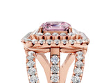 Rose gold Double Halo Fancy Pink Asscher Cut Diamond Split Shank Pave Set Ring_8