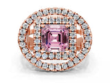Rose gold Double Halo Fancy Pink Asscher Cut Diamond Split Shank Prong Setting Ring