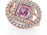 Rose gold Double Halo Fancy Pink Asscher Cut Diamond Split Shank Prong Setting Ring_1