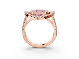 Rose gold Double Halo Fancy Pink Asscher Cut Diamond Split Shank Prong Setting Ring_3