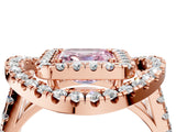 Rose gold Double Halo Fancy Pink Asscher Cut Diamond Split Shank Prong Setting Ring_4