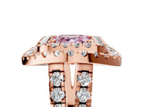 Rose gold Double Halo Fancy Pink Asscher Cut Diamond Split Shank Prong Setting Ring_5
