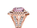 Rose gold Double Halo Fancy Pink Asscher  Cut Diamond Split Shank Ring with Four Prong Setting_5