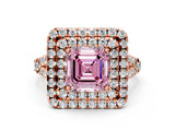 Rose gold Double Halo Fancy Pink Asscher  Cut Pave Split Shank Prong Set Ring_15