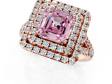 Rose gold Double Halo Fancy Pink Asscher  Cut Pave Split Shank Prong Set Ring_16