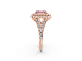 Rose gold Double Halo Fancy Pink Asscher  Cut Pave Split Shank Prong Set Ring_17