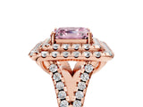 Rose gold Double Halo Fancy Pink Asscher  Cut Pave Split Shank Prong Set Ring_20