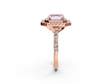Rose gold Double Halo Fancy Pink Asscher  Diamond Pave Band with Four-Prong Setting_2