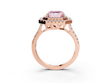 Rose gold Double Halo Fancy Pink Asscher  Diamond Pave Band with Four-Prong Setting_3