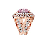 Rose gold Double Halo Fancy Pink Cushion -Shaped Split Shank Diamond Ring with Prong Setting_20
