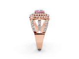 Rose gold Double Halo Fancy Pink Cushion Cut Diamond Split Shank Pave Set Ring_5