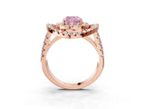 Rose gold Double Halo Fancy Pink Cushion Cut Diamond Split Shank Prong Setting Ring_3
