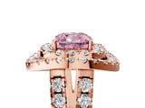 Rose gold Double Halo Fancy Pink Cushion Cut Diamond Split Shank Prong Setting Ring_5