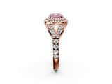 Rose gold Double Halo Fancy Pink Cushion  Cut Diamond Split Shank Ring with Four Prong Setting_22