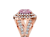 Rose gold Double Halo Fancy Pink Cushion  Cut Diamond Split Shank Ring with Four Prong Setting_25