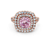Rose gold Double Halo Fancy Pink Cushion  Cut Pave Split Shank Prong Set Ring_15