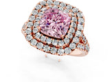 Rose gold Double Halo Fancy Pink Cushion  Cut Pave Split Shank Prong Set Ring_16