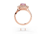 Rose gold Double Halo Fancy Pink Cushion  Cut Pave Split Shank Prong Set Ring_18