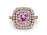 Rose gold Double Halo Fancy Pink Cushion  Diamond Pave Band with Four-Prong Setting_43