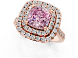 Rose gold Double Halo Fancy Pink Cushion  Diamond Pave Band with Four-Prong Setting_44