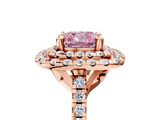 Rose gold Double Halo Fancy Pink Cushion  Diamond Pave Band with Four-Prong Setting_48