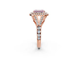 Rose gold Double Halo Fancy Pink Emerald -Shaped Split Shank Diamond Ring with Prong Setting_17