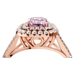 Rose gold Double Halo Fancy Pink Emerald Cut Diamond Split Shank Engagement Ring with Four-Prong Setting_7