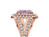 Rose gold Double Halo Fancy Pink Emerald Cut Diamond Split Shank Engagement Ring with Four-Prong Setting_8