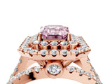 Rose gold Double Halo Fancy Pink Emerald Cut Diamond Split Shank Pave Set Ring_7