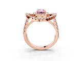 Rose gold Double Halo Fancy Pink Emerald Cut Diamond Split Shank Prong Setting Ring_3