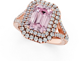 Rose gold Double Halo Fancy Pink Emerald  Cut Diamond Split Shank Ring with Four Prong Setting_21