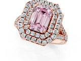 Rose gold Double Halo Fancy Pink Emerald  Cut Pave Split Shank Prong Set Ring_16