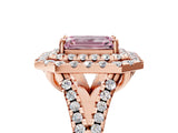 Rose gold Double Halo Fancy Pink Emerald  Cut Pave Split Shank Prong Set Ring_20