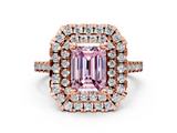 Rose gold Double Halo Fancy Pink Emerald  Diamond Pave Band with Four-Prong Setting_48
