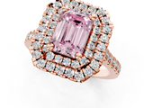 Rose gold Double Halo Fancy Pink Emerald  Diamond Pave Band with Four-Prong Setting_49