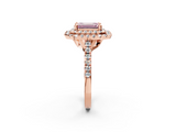 Rose gold Double Halo Fancy Pink Emerald  Diamond Pave Band with Four-Prong Setting_50