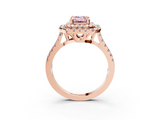 Rose gold Double Halo Fancy Pink Emerald  Diamond Pave Band with Four-Prong Setting_51