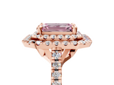 Rose gold Double Halo Fancy Pink Emerald  Diamond Pave Band with Four-Prong Setting_53
