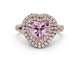 Rose gold Double Halo Fancy Pink Heart -Shaped Split Shank Diamond Ring with Prong Setting_15