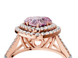 Rose gold Double Halo Fancy Pink Heart -Shaped Split Shank Diamond Ring with Prong Setting_19