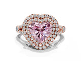 Rose gold Double Halo Fancy Pink Heart Cut Diamond Split Shank Engagement Ring with Four-Prong Setting_3