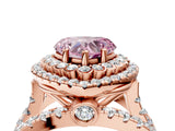 Rose gold Double Halo Fancy Pink Heart Cut Diamond Split Shank Pave Set Ring_7
