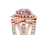 Rose gold Double Halo Fancy Pink Heart Cut Diamond Split Shank Pave Set Ring_8